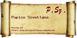Pupics Szvetlana névjegykártya